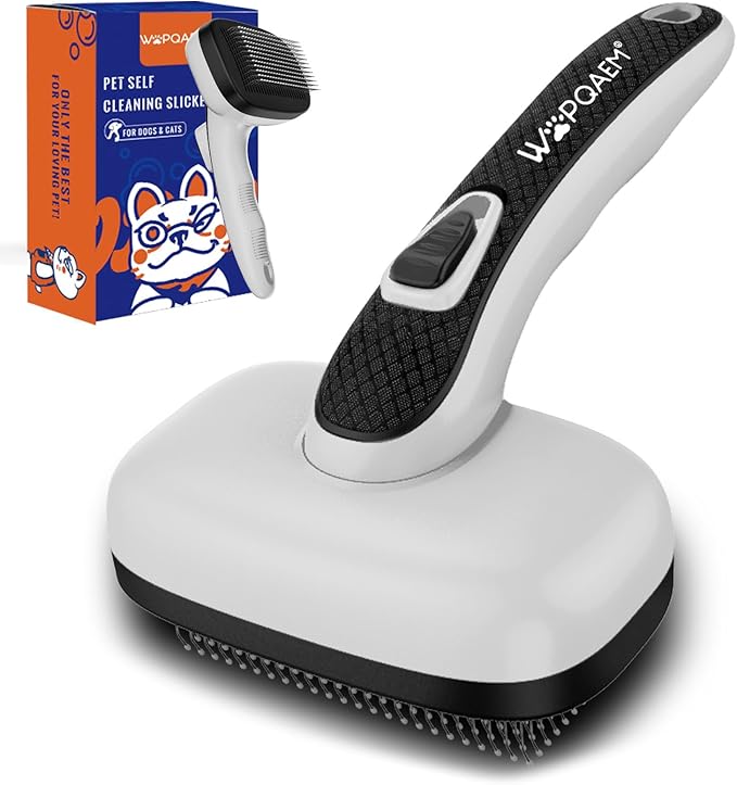 Cat Brushes for Indoor Cats,Skin Friendly Cat Brush for Shedding & Grooming Brush for Long or Short Haired Cats, Easy Clean Retractable Bristles, Grey