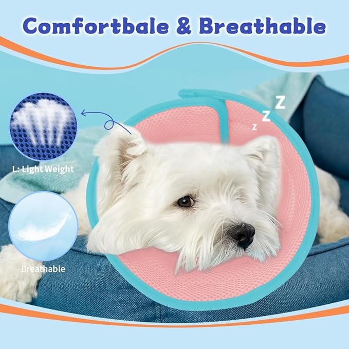 Soft Dog Cone Collar After Surgery Alternative for Dogs to Stop Licking, Comfort Collars for Large/Medium/Small Pet/Cat, Comfortable Elizabethan Neuter Recovery E Cones of Shame Neck & Head Ecollars