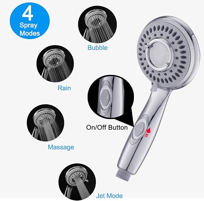 Dog Shower Attachment,Shower Head Sprayer Attachment with ON/OFF Shower Head, Brass 3-Way Diverter for Connecting Shower Arm, Stainless Steel Hose, Dog Brush and Adhesive Holder for Convenient Bathing