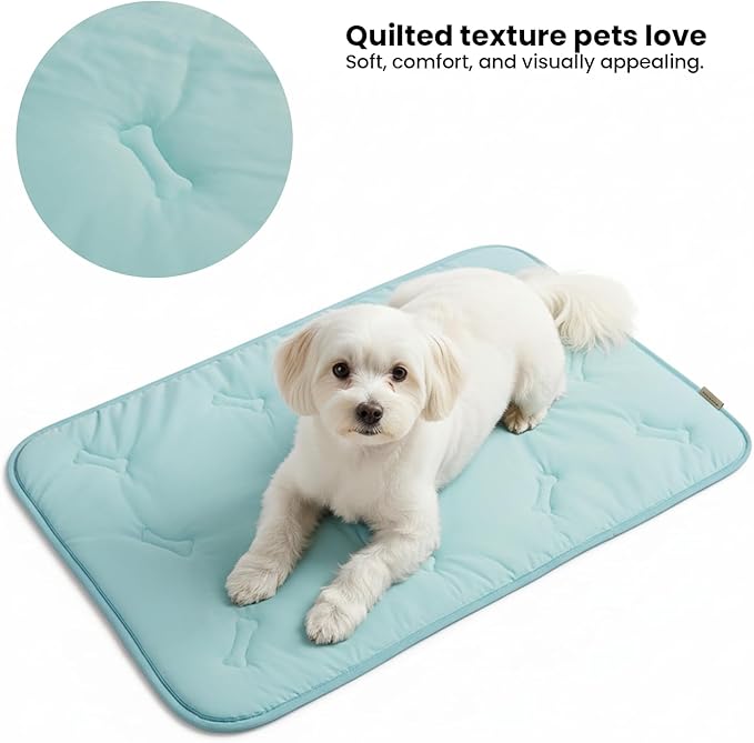 Cooling Pet Mat – 35x23 Dog or Cat Cool & Comfy, Soft Breathable Self-Cooling Pad, Pet-Safe, Durable, Perfect for Hot Weather, Naps, Crates, Cars, Couch, Washable & Easy to Take Anywhere, Blue