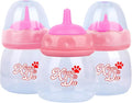 Pet Feeding Bottle,3 Pack 60ml Nursing Bottle, 3 Sizes Nipples with Ventilation Valve Resistant Tearing Perfect for Puppies, Kittens, Small Wildlife (Pink)