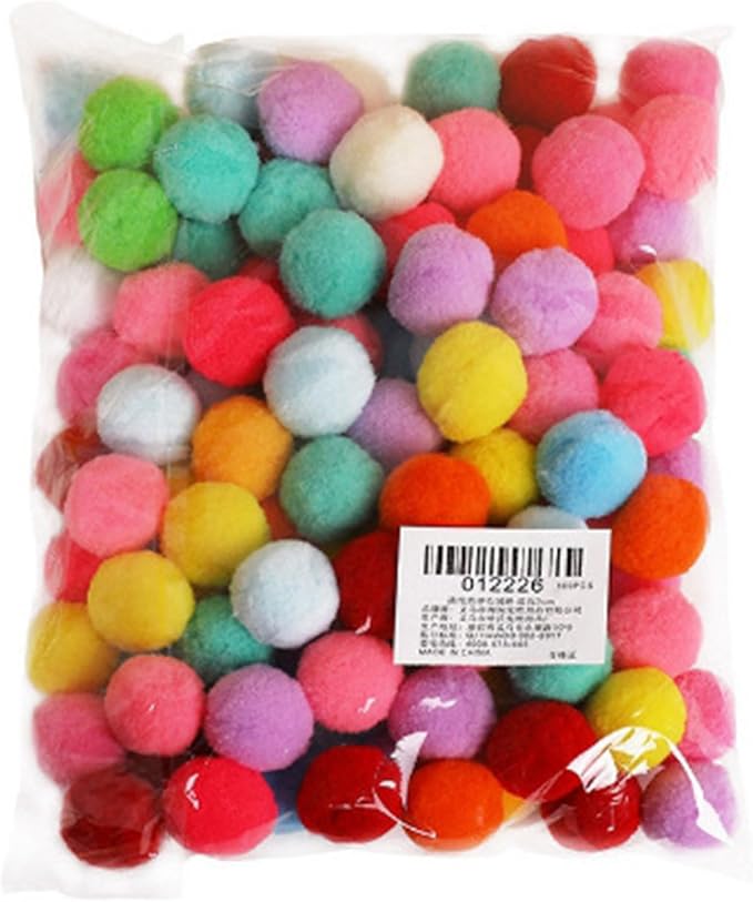 Set of 100 Quiet Toy for Cat Training Pompoms Pet Exercising Supplies Colorful Pompoms Chasing Noiseless Cat Pompoms
