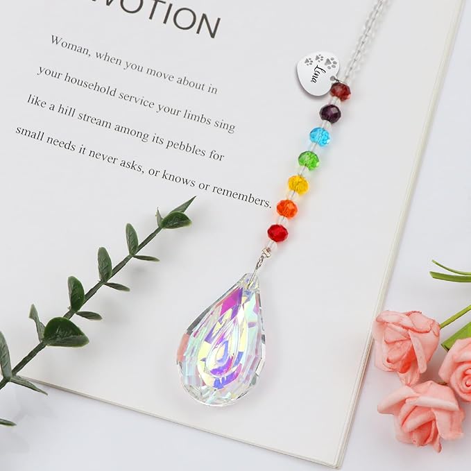 free-space Rainbow Bridge Pets Personalized Crystal Light Catcher Cat/Dog Keepsake Pet Loss Sympathy Gift (Water Drop 2)