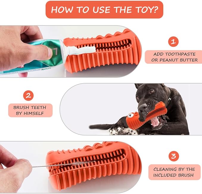 Dog Toys for Aggressive Chewers Large Medium Breed, Indestructible Dog Chew Toys, Squeaky Interactive Tough Extremely Durable, Dogs Toothbrush Toys to Keep Them Busy
