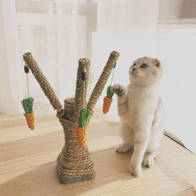 Hypeety Natural Rattan Carrot Chew Toy for Rabbits Durable Bunny Toys for Indoor Bunnies Safe Chewing and Climbing Enrichment