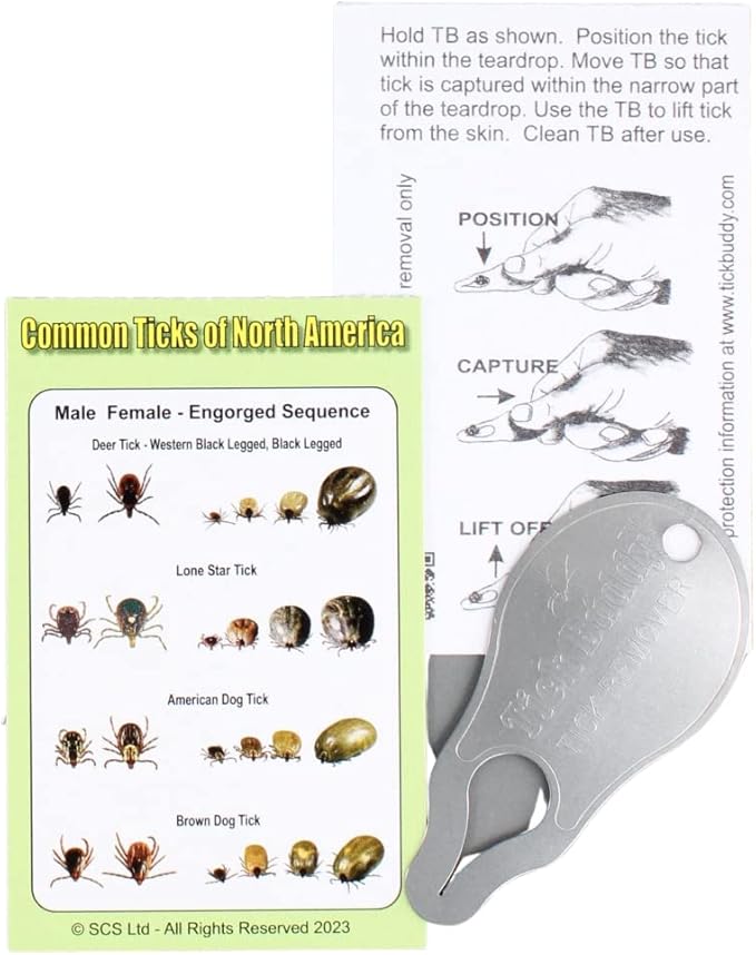Tick Buddy (1-Pack) Stainless Steel Tick Removal Tool for Dogs Cats Pets and People