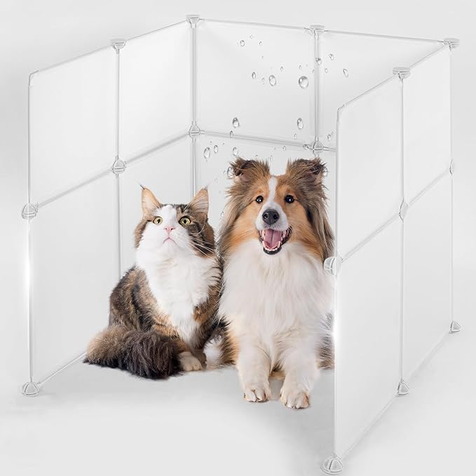 MEEXPAWS Cat Litter Box Enclosure Splash Guard XXL 27.9L × 27.9W x 31.5H inch, Light Weight Plastic Sheets Easy Clean (White)