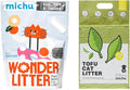Michu Tofu Cat Litter Natural Clumping Tofu Cat Litter 5.5lb/88oz 5 Scents (Greentea + Wonder Litter, 2 Pack)