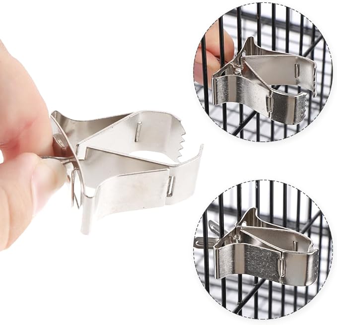 6 Pcs Bird Food Holder Parrot Cage Seed Feeder Stainless Steel Vegetable Fruit Clip for Bird Cockatiel Parrot Hamster