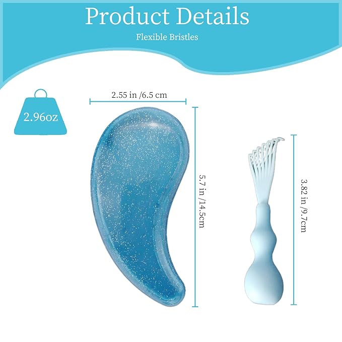 Comma-Shaped Small Dog Brush and Cleaning Comb, Fit for Yorkie, Shih Tzu, Maltese Maltipoo Pomeranian - Gentle Soft Bristles for Effortless Pet Hair Removal, Puppy Essentials (Crystal Blue)