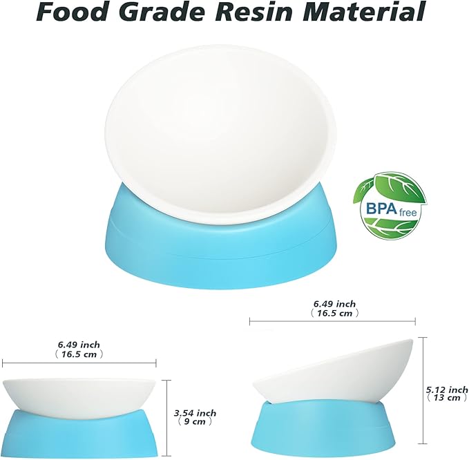 Ravitat Elevated Cat Food Bowl - Adjustable, Anti-Slip & Anti-Noise, Protects Pet's Spine, 17 Oz