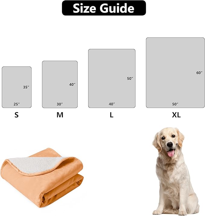 Waterproof Blanket for Bed, Leak Proof Dog Blankets for Couch Sofa Protection, Reversible Pet Sherpa Throw Furniture Protector Machine Washable(86"x90",Orange)