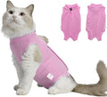 Cat Recovery Suit Female Kitten Onesie for Cats After Surgery Female Spay Surgical Abdominal Wound Skin Diseases Cone Collar Soft Alternative Wear (Pink, S)