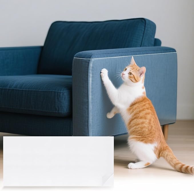 uxcell Anti Scratch Furniture Protector, 2 Sheets 39" x 18" Single-Sided Sticky Couch Protector from Cat Claws, Clear Protectors from Cats Scratching for Sofa Corners, Walls, Doors