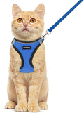 Rttochfy Cat Harness and Leash Set, Escape Proof Kitten Harness, Soft and Breathable Vest with Reflective Strip, Easy to Wear for Cats Walking and Traveling (BK Blue, XXS)