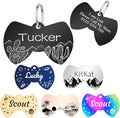 Personalized Dog Tags and Cat Tags, Stainless Steel Pet ID Tags, Collar Charm Engraved on Both Sides, up to 4 Lines of Custom Text, Various Patterns and Colors Options (Bowtie)