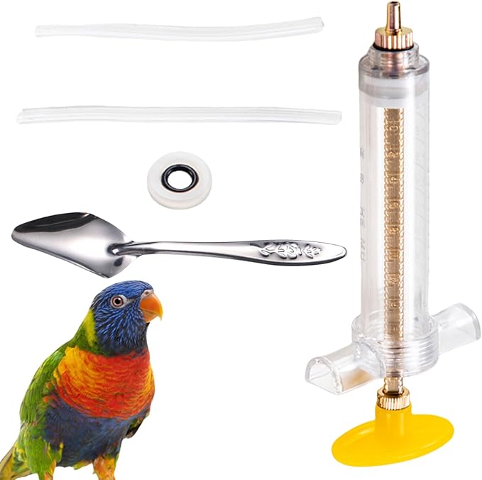 Baby Bird Feeding Syringe Set, Small Pet Parrot Feeding Tubes for Birds, Hand Feeding Tubes Kit Parrot Feeder Food Feeding & Watering Supplies for Small Pet Baby Birds (50ML)