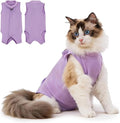 Avont Cat Recovery Suit Female Kitten After Spay Surgery, Breathable Modal Cotton Cat Onesie for Wound & Skin Disease Care, Machine Washable -Purple(L)