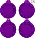 PINE & LINEN 4 Pcs Durable Pet Can Lids,One fit 3 Standard Size Silicone Waterproof Cat Food Cans Lids for 3oz/5.5oz/12.5oz/13.2oz Cat Food Cans（Purple）