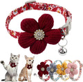 Red Puppy Collar for Girl, Cute Small Dog Collar with Flower XS Dog Collars for Small Dogs Floral Cat Collar with Bell Adjustable for Tiny Little XXS Extra Small Female Pets Kittens Dogs, XSmall