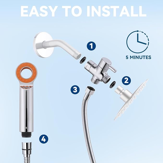 Dog Shower Attachment, 3 Mode Handheld Sprayer with ON/OFF Switch, G1/2" Metal Diverter, 100 Inches Stainless Steel Hose, No Drill Holder, for Pet and Dog Washing in Bathroom