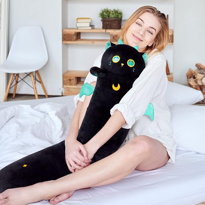 Mewaii Long Cat Plush, 5 Sizes, 120% Extra Filling Giant Plushness Kids Body Pillow, Kawaii Cute Big Eyes Stuffed Animal Plushie, Big Long Body Pillow Cat Plush Gift for Girls 20'