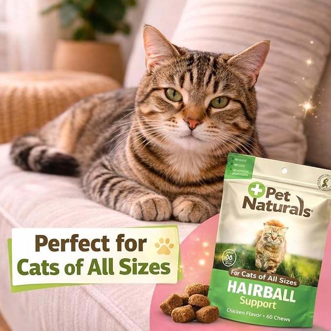 Pet Naturals Hairball Soft Chews for Cats, Omegas & Biotin for Skin Health, No Wheat or Corn, Vet Formulated, Value Size, Chicken, 160 Count