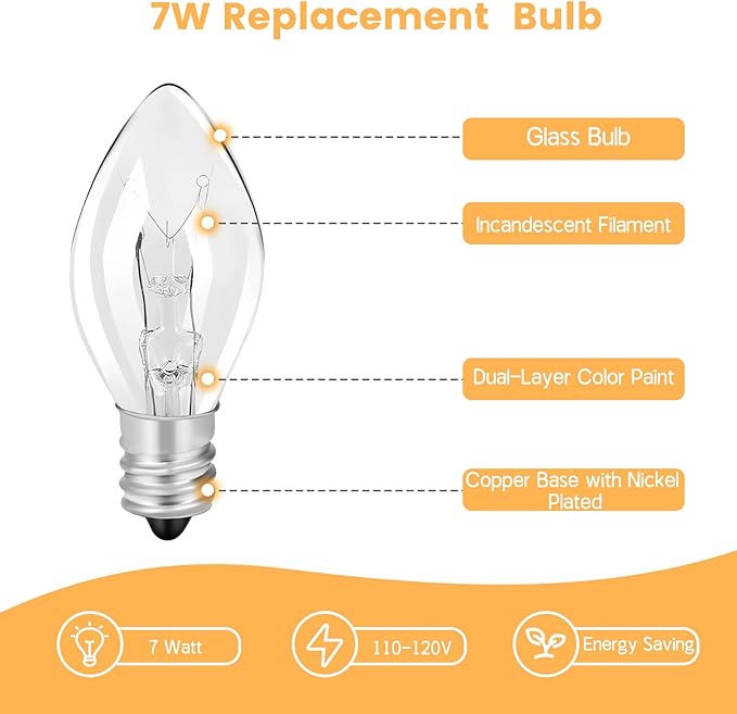 Original Flea Trap Bulb Replacement, 10 Pack 7W Bug Light Bulbs Replacement for Flea Traps Inside Your Home, 7 Watt 120 Volt with a Screw-in Base for Most Indoor Bed Bug Lamp