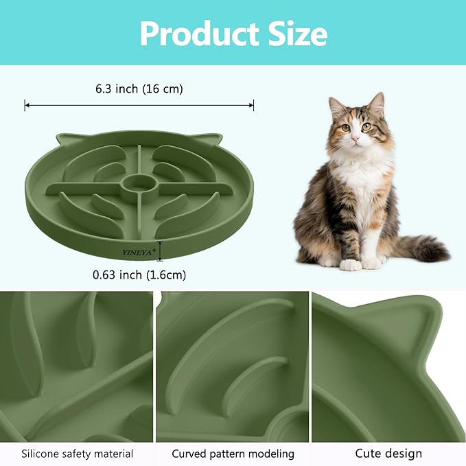 YINEYA 2 Pcs Silicone Slow Feeder Cat Bowl, Cat Slow Feeder for Food Training, Interactive Puzzle Bowls for Puppy, Kitten Dishes to Prevent Overeating, Treat Toys Suitable for Dry and Wet Food