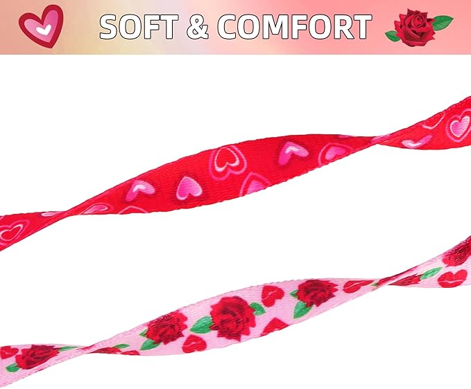 PUPTECK Valentine Breakaway Cute Cat Collar with Bell Charm for Kitty, 2 Packs Adjustable Kitten Collars Rose and Love Pattern, Pink, 7.8-11.8 in