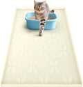 Cat Litter Mat, Large 34" x 22" Litter Box Mat, Waterproof Silicone Litter Mat for Litter Box, Non-Slip, Easy to Clean (Beige)