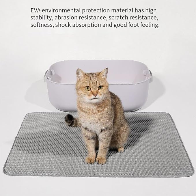 Double-layer EVA anti-slip cat litter pad, pet cat litter box filter pad, wear-resistant and scratch-resistant (Black)