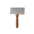 Tauro Pro Line Wooden Brush with Metal Rim for Dogs & Cats, Stainless Steel Pins for Undercoat Removal & Dematting, Grooming Tool for All Coat Types, Ideal for Pomeranians & Yorkies, Small Size (S)