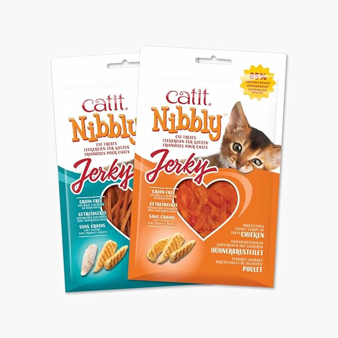 Catit Nibbly Jerky Cat Treats, Chicken Recipe - Grain-Free Cat Treat White 1.06 Ounce (Pack of 1)