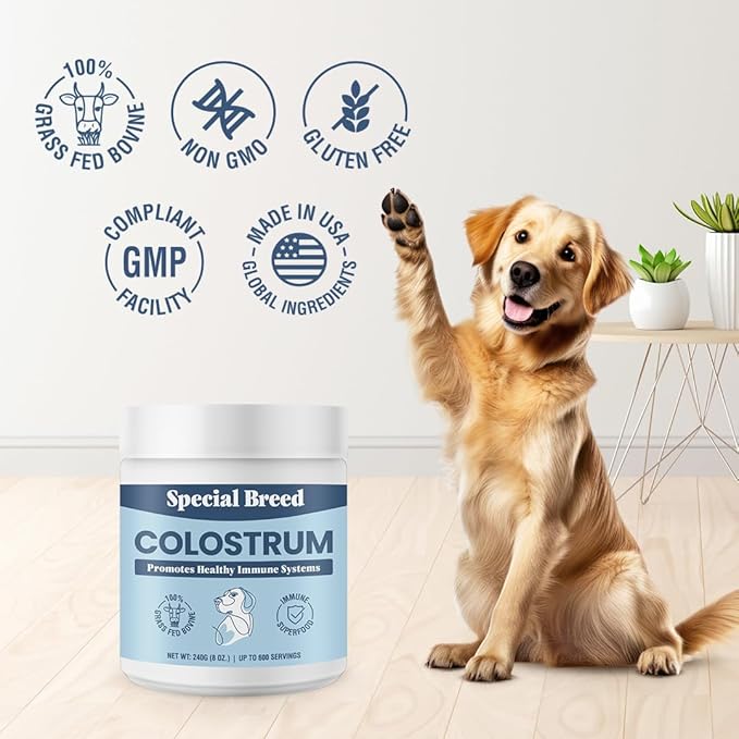 Special Breed Bovine Colostrum for Dogs and Cats – Grass Fed Colostrum Powder – Immune Support, Allergy & Itch Relief – Gut Health & Seasonal Allergy Defense – 600 ct
