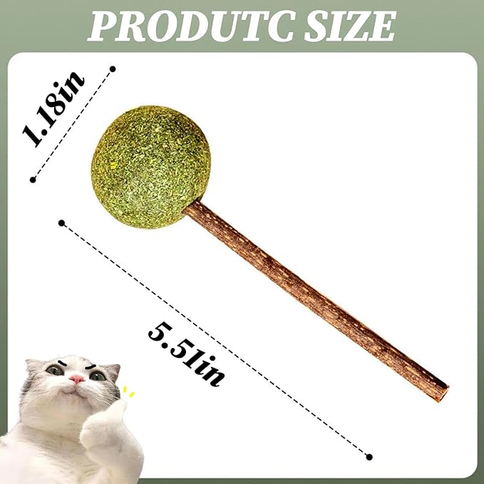 UBIETY Catnip & Silvervine Lollipops,Catnip Balls Silvervine Sticks for Cats,Cat Nip Ball Toy for Indoor Cats,Interactive Cat Toy(6Pcs)
