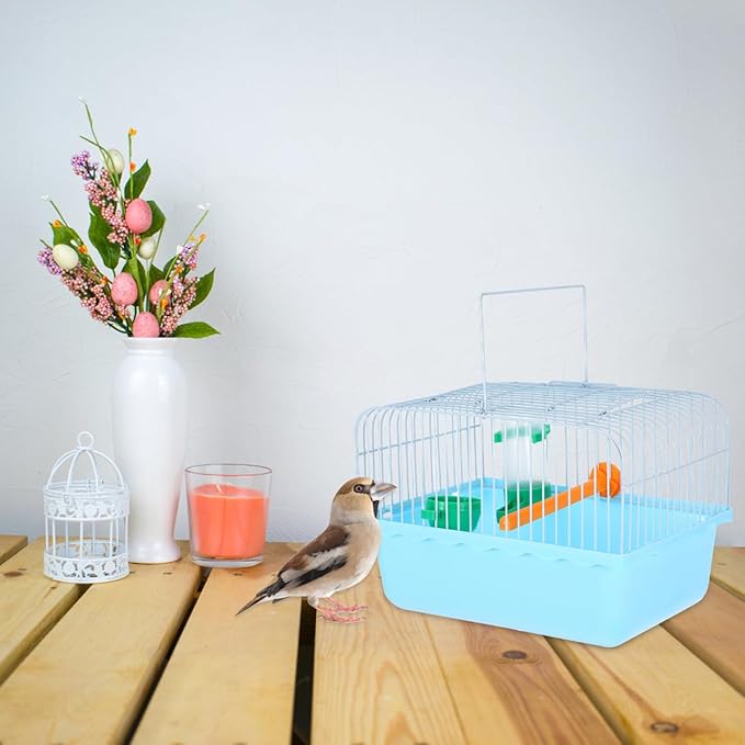 Toddmomy Portable Bird Cage for Travel with Perch Food Box and Water Dispenser Small Bird Carrier for Parrots Lovebirds 9.3X6.6X9.3 Inches