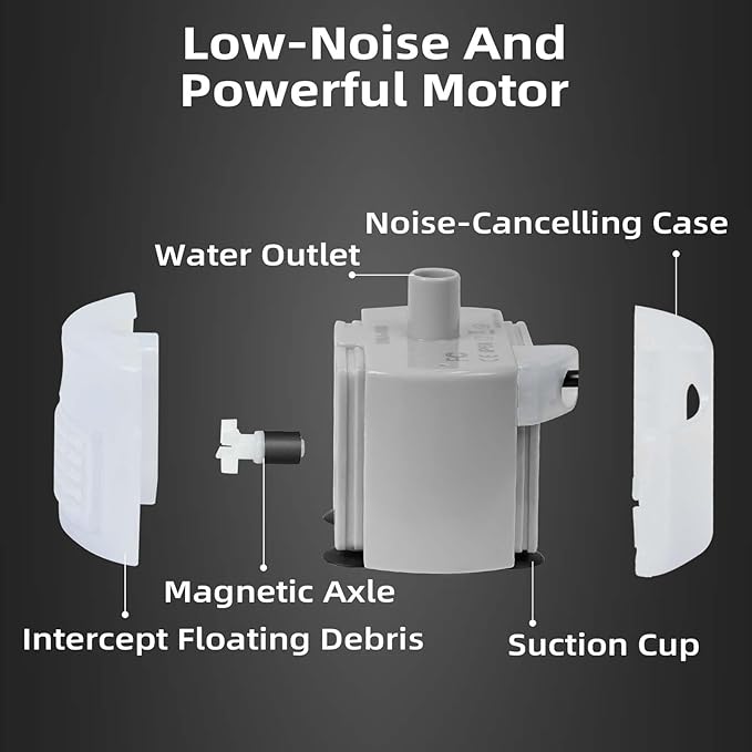 Ultra-Quiet Replacement Pump for Stainless Steel Cat Water Fountains - SMA-800 Motor - Safe and Easy to Clean with Low Voltage DC 5V and USB Cable (Pump) (Side Pump+Sponge)