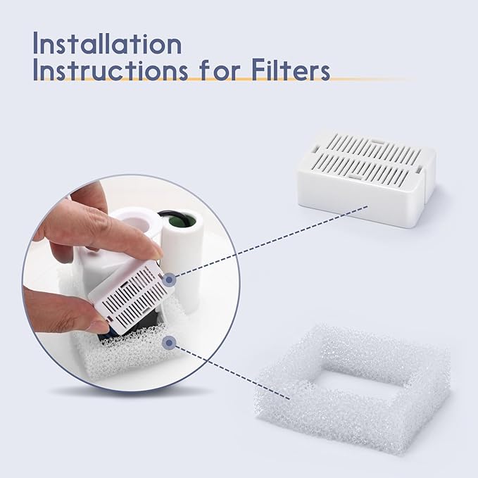 Lawfery 16 Pack Ceramic Cat Water Fountain Filters Replacement, 16 Cat Fountain Filters and 4 Pre-Filter Sponges for Ceramic Pet Water Fountains (16+4)
