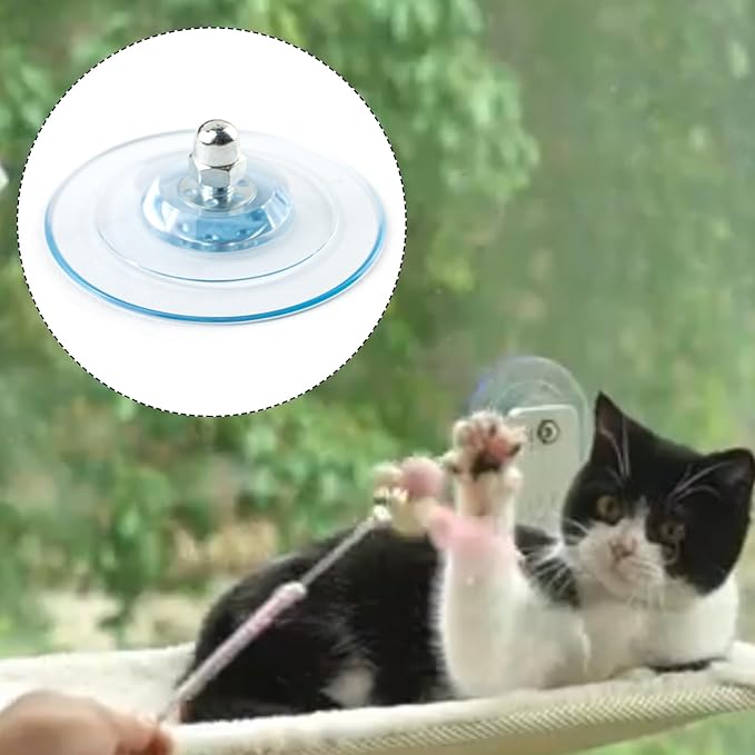 4-Pack 8mm Suction Cup Feet with Screw Mount - Replacement Holder for Cat Perch Window Seat and Kitty Hammock Bed