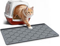 Cat Litter Box Mat, Silicone Kitty Litter Mat, 24" X 16" Waterproof Silicone Pad for Floor, Dark Gray
