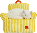 ZEZE Furniture-Style Sofa Pet Bed, Washable Plush Couch Bed with Bolstered Sides & Non-Slip Bottom for Dogs & Cats, Cozy Indoor Bed (Yellow, Small)