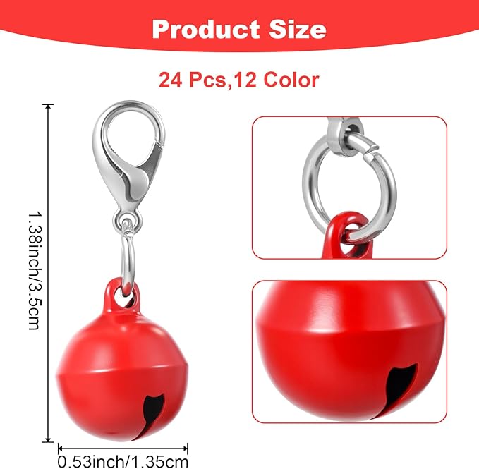 24pcs Cat Bell for Cat Collar, Small Dog Collar Bells, Metal Small Pet Puppy Bell for Pet Cats Dog Collars Charms Accessories