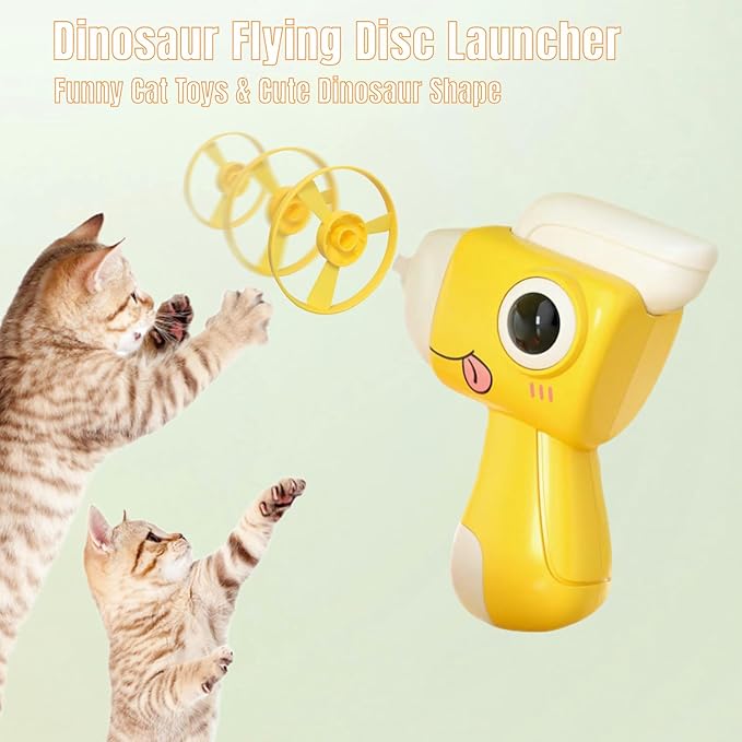 Cat Toy Launcher,Cat Fetch Toy & Hunting Toys for Indoor Cats,Cat Toys Set with 8 Launch Discs,Funny Interactive Cat Toys for Bored Indoor Cats