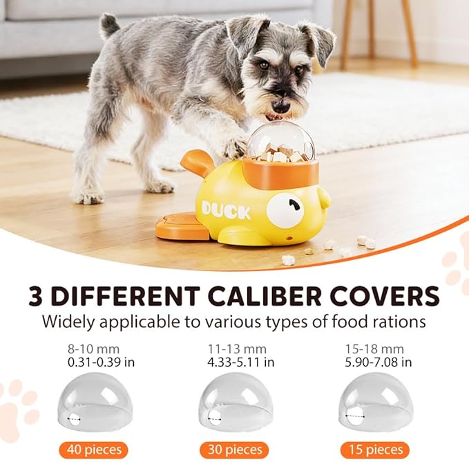 2 in 1 Dog Interactive Slow Feeder, 2026 New Slow Feeder Dog Bowl, Duck Treat Dispenser, Automatic Feeding Machine Intelligent for Small, Medium Dogs, Cats (Yellow)