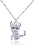 Girls Cat Birthstone Necklace Gifts for Women,Kitty Cats Dog Pendant Necklaces Jewelry for Cat Lovers