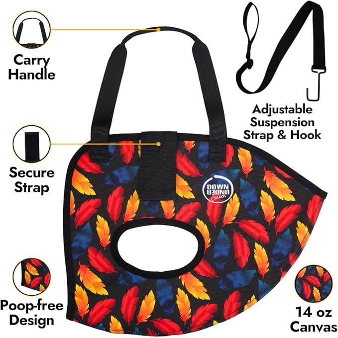 DOWN UNDER OUTDOORS Chicken Carrier Sling Holder Bag with Handle, Chicken Accessories for Foot Treatment, Medic, Leg Injuries, Bumblefoot, Poultry Farm Carrying, Transport, Three Sizes (Large)