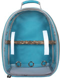 Pet Parrot Bird Carrier Backpack,Bubble Bird Travel Portable Breathable Backpack with Standing Perch Feeding Bowl Pet Parrot Space Capsule Transparent Backpack 360degree (Light Blue)