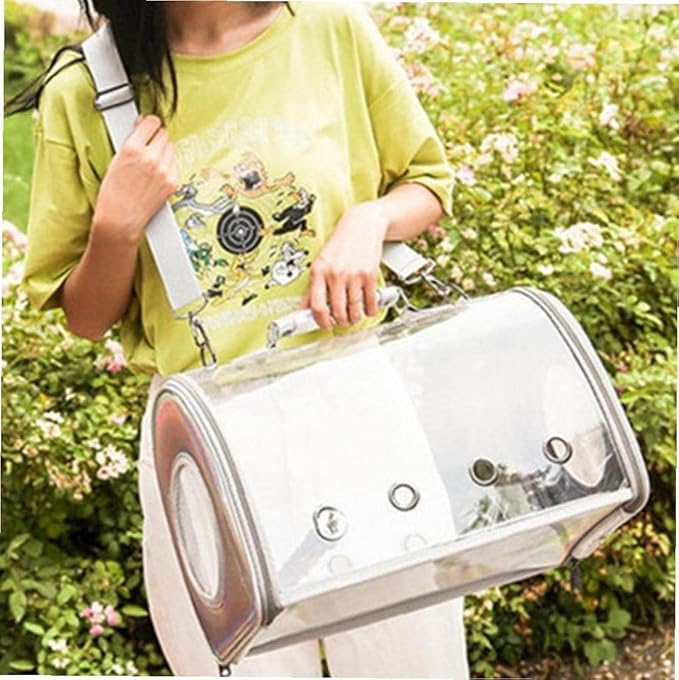 Lightweight Bird Carrier Parrot Carrier Travel Carriers Lightweight Travel Cage Portable Pet Bird Travel Cage Bag Transparent Breathable Silver One Size