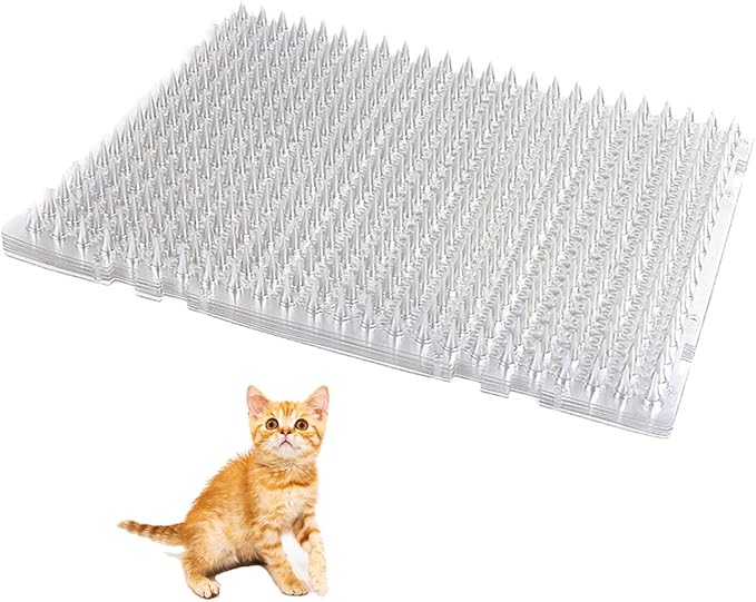 10 Packs Scat Mat for Cats, 13X16 inches Pet Deterrent Spikes, Indoor Outdoor Humane Cat Repellent Fence (Transparent)